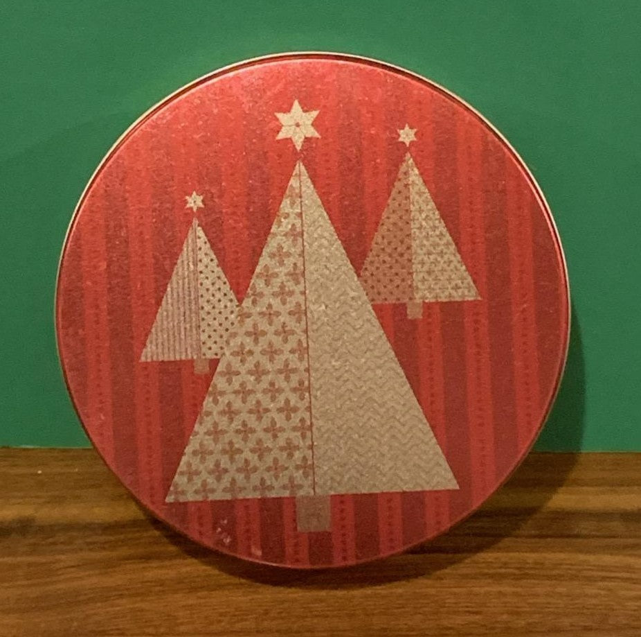 Gold Christmas Tree Tin w/ Candy